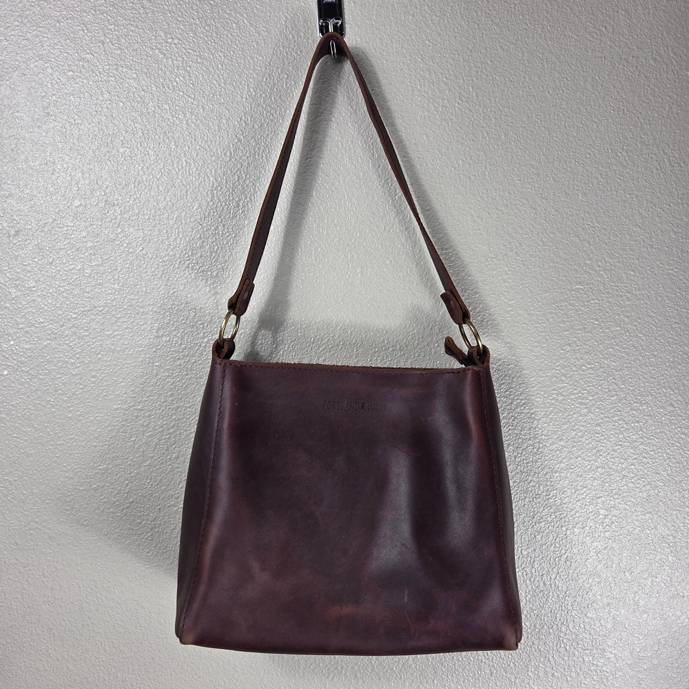 Portland Leather Goods Triangle Shoulder Bag Burgundy Full Grain Leather